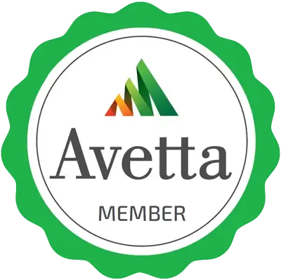 A green and white badge with the word avetta in it.